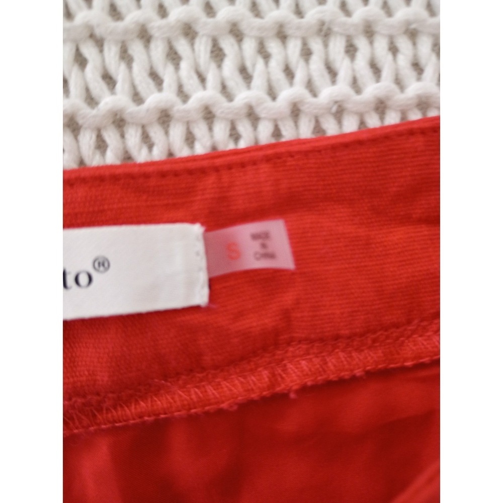 Idem Ditto XS Red Linen Cargo Mini Skirt High Waist Button Front Utility Pockets - Picture 5 of 9